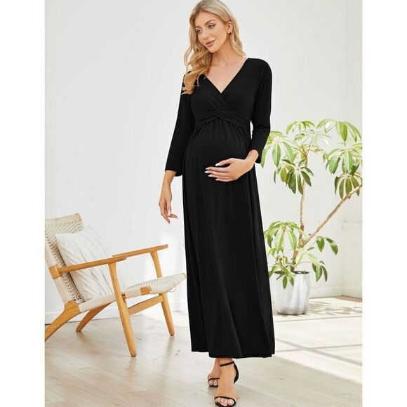 NEW Coolmee Maternity Dress V-Neck M 3/4 Sleeve M - Picture 2 of 6